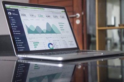 CRM analytics - graphs on laptop CRM analytics - graphs on laptop